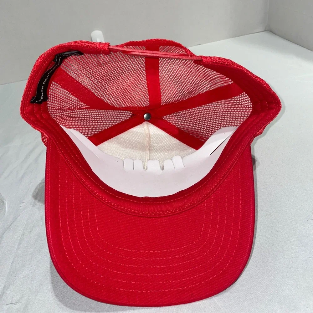 French Connection Red White Smoking Bear Graphic Trucker‎ Hat Snapback Cap NWT